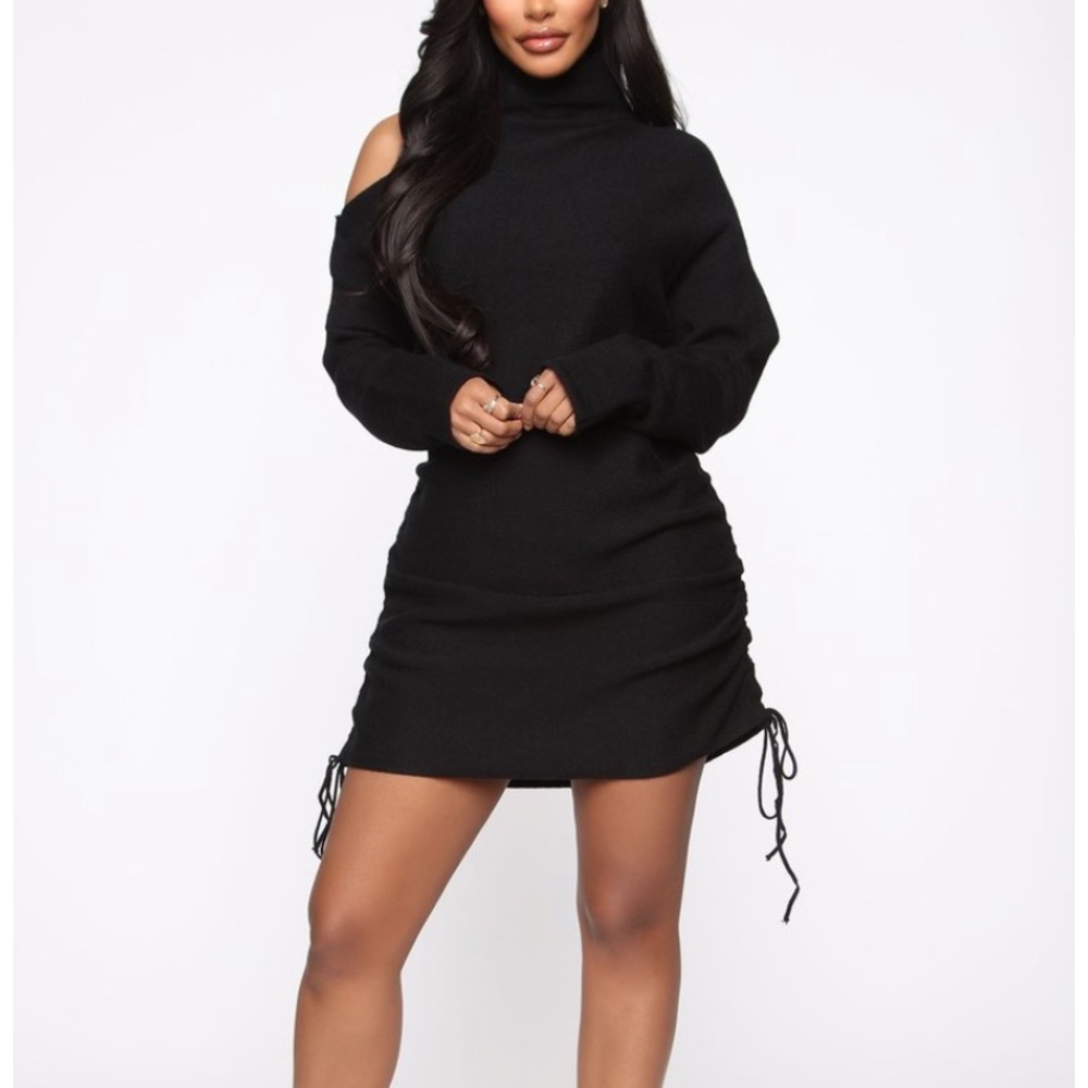 Black mini sweater dress
